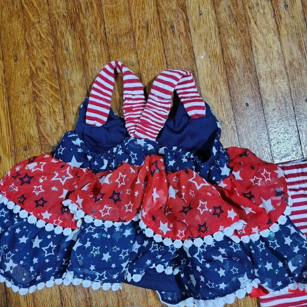 4th Of July Girls 18m 2pc Outfit Little Lass/T464 - Picture 4 of 5